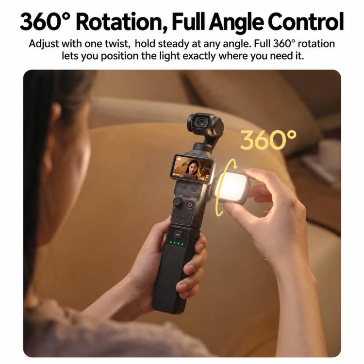 LKTOP Magnetic Fill Light For DJI Osmo Pocket 4 / 3 with 3 Color Modes 3000K-7000K, LKTOP