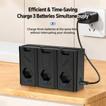 BQ01 For Sony FZ-100 Portable High Capacity Camera Battery Charger 3-Port Fast Charging, BQ01