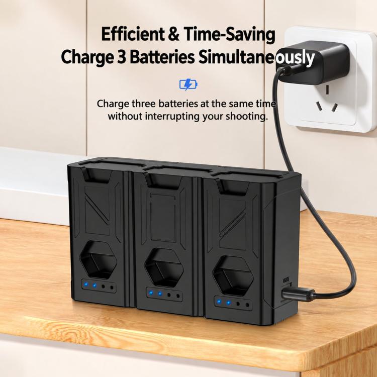 BQ01 For Sony FZ-100 Portable High Capacity Camera Battery Charger 3-Port Fast Charging, BQ01