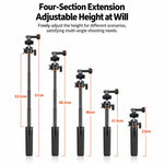 LKTOP 21-55cm Action Camera Selfie Stick Tripod Extendable Pole with 360-degree Ball Head, Cold Shoe