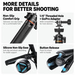 LKTOP 21-55cm Action Camera Selfie Stick Tripod Extendable Pole with 360-degree Ball Head, Cold Shoe