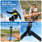 LKTOP 21-55cm Action Camera Selfie Stick Tripod Extendable Pole with 360-degree Ball Head, Cold Shoe