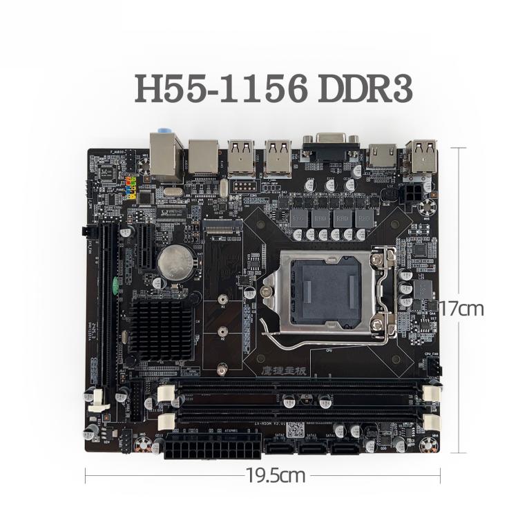 Yingjie H55 LGA 1156 Motherboard Micro ATX Dual DDR3 Desktop Mainboard with HDMI VGA M.2 NGFF, H55-1156