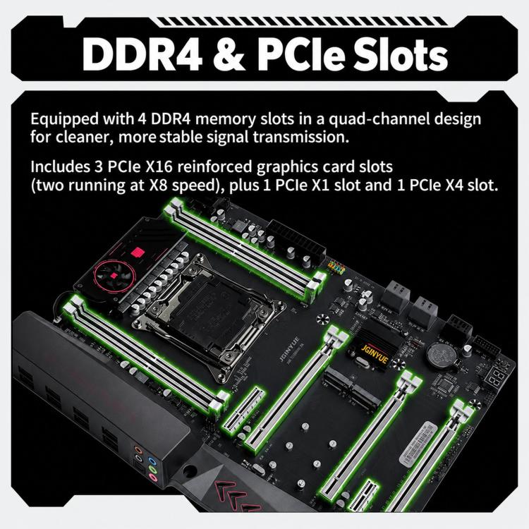 JGINYUE X99 Titanium D4 PLUS LGA 2011-3 ATX Motherboard Quad-Channel DDR4 Mainboard, X99- TI D4 PLUS