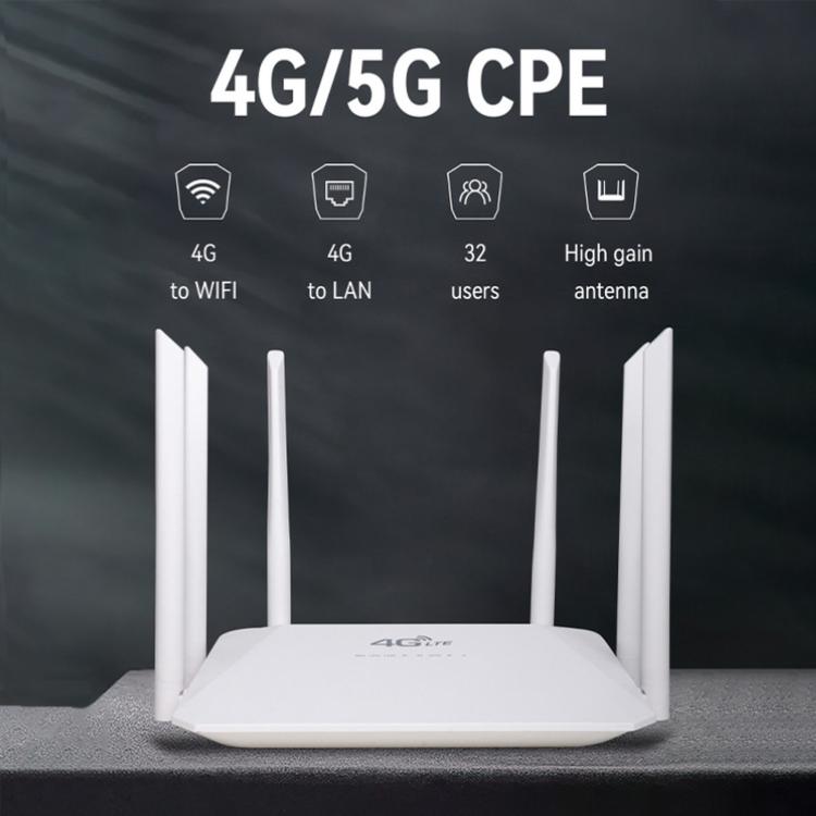 210M-E Europe and Asia 4G LTE CPE Wireless Router, 300Mbps SIM Card Slot, 32 Users Support, EU Plug, US Plug, UK Plug