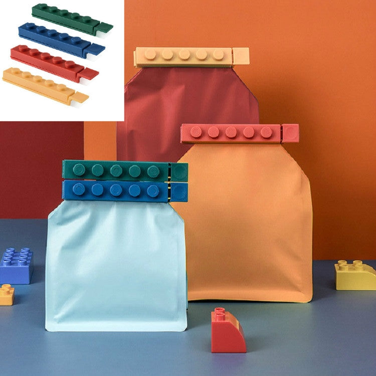 4 PCS/Set Building Block Food Seal Clip Seal Kitchen Fresh Clip Snack Sacchetto di plastica Clip Stick, Seal Clip