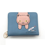 Portafoglio da donna carino gatto Portafoglio con cerniera piccolo Portamonete in pelle PU, Cat Black, Cat Blue, Cat Green, Cat Pink, Cat Rose Red