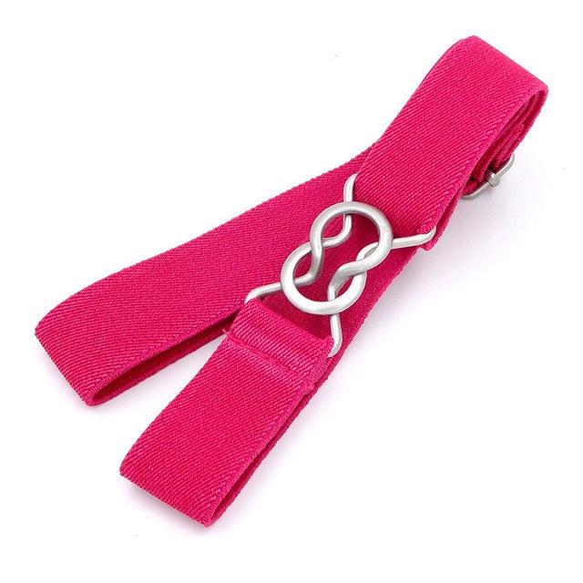 Cintura intrecciata elastica con chiusura a 8 caratteri color caramello per bambini