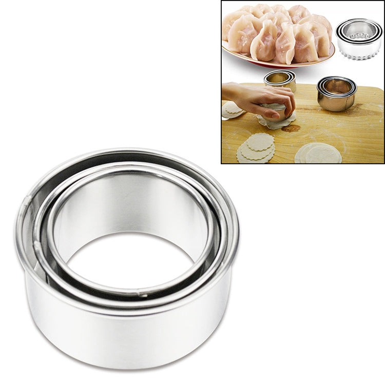 Set di stampi per involucri per gnocchi rotondi in acciaio inossidabile da 3 pezzi/set, Circular, Sawtooth