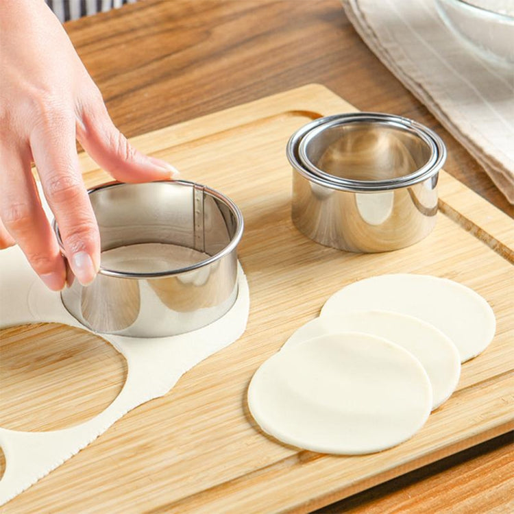 Set di stampi per involucri per gnocchi rotondi in acciaio inossidabile da 3 pezzi/set, Circular, Sawtooth