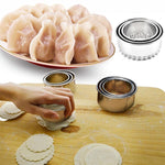 Set di stampi per involucri per gnocchi rotondi in acciaio inossidabile da 3 pezzi/set, Circular, Sawtooth