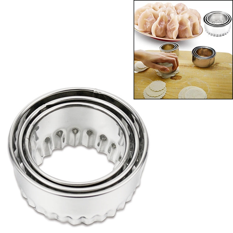 Set di stampi per involucri per gnocchi rotondi in acciaio inossidabile da 3 pezzi/set, Circular, Sawtooth