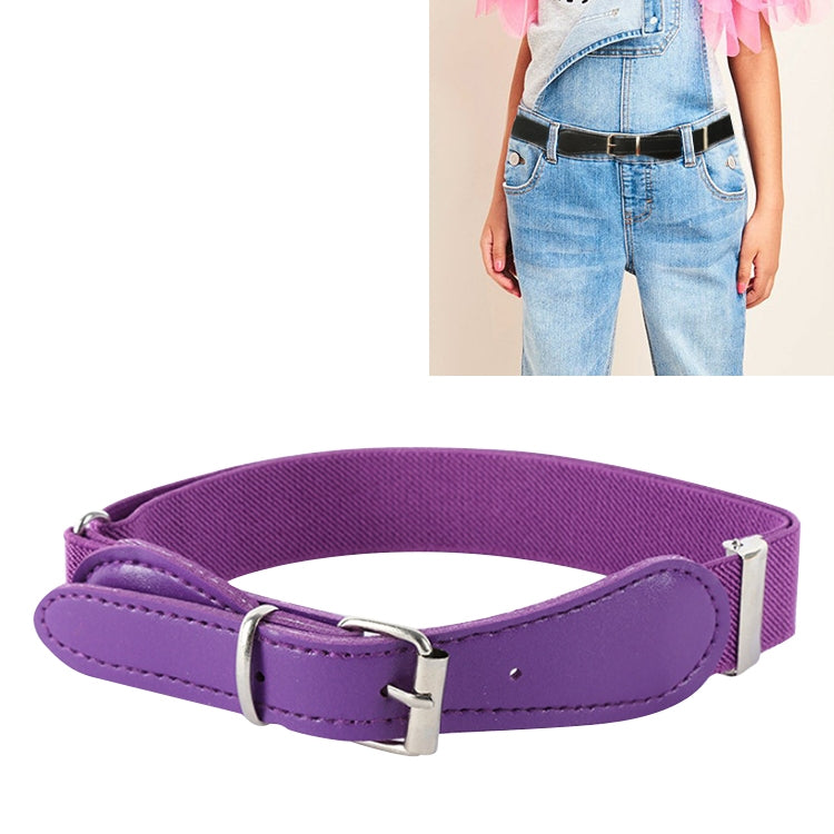 2 pezzi Cintura elastica regolabile con fibbia ad ardiglione quadrata in poliestere + pelle PU per bambini, 65cm