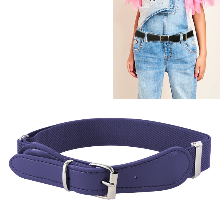 2 pezzi Cintura elastica regolabile con fibbia ad ardiglione quadrata in poliestere + pelle PU per bambini, 65cm