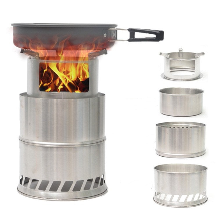 Stufa a legna portatile in acciaio inox 22x22x13 cm