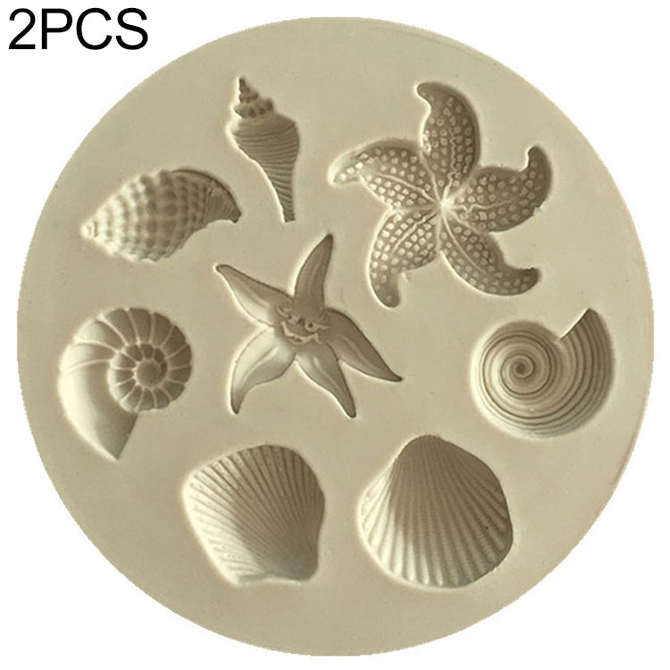 2 pezzi di stampo per elemento marino, stella marina, modello di conchiglia di conchiglia, in silicone, per fondente, Cake Fondant Tool