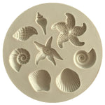 2 pezzi di stampo per elemento marino, stella marina, modello di conchiglia di conchiglia, in silicone, per fondente, Cake Fondant Tool