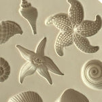 2 pezzi di stampo per elemento marino, stella marina, modello di conchiglia di conchiglia, in silicone, per fondente, Cake Fondant Tool