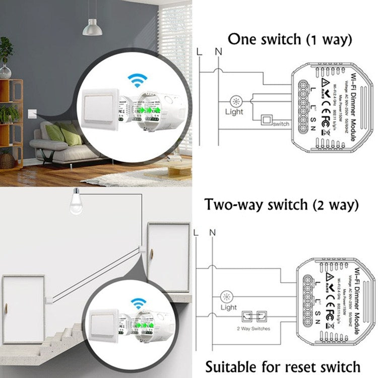 Dimmer Switch nascosto Wifi Smart Switch e interruttore tradizionale Dual Control Smart Switch