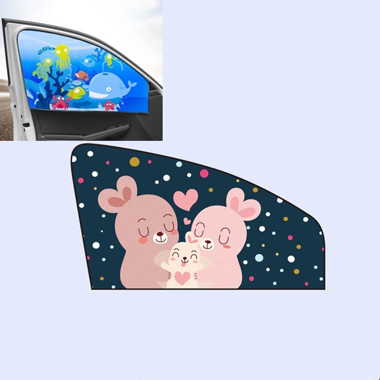 Parasole magnetico pieghevole per auto Cartoon Parasole parasole telescopico, Driving, Co-pilot, Rear Square