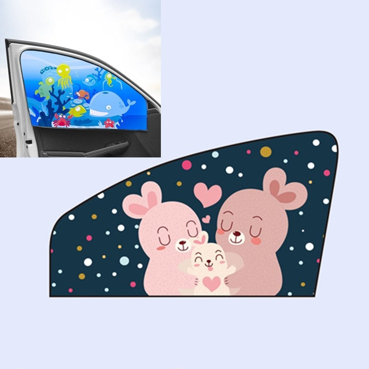 Parasole magnetico pieghevole per auto Cartoon Parasole parasole telescopico, Driving, Co-pilot, Rear Square