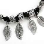 Bracciale rigido con perline di marmo elasticità etnica vintage. Bracciale rigido con foglie Boho