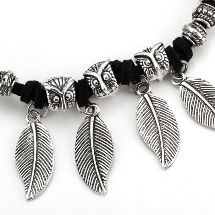 Bracciale rigido con perline di marmo elasticità etnica vintage. Bracciale rigido con foglie Boho