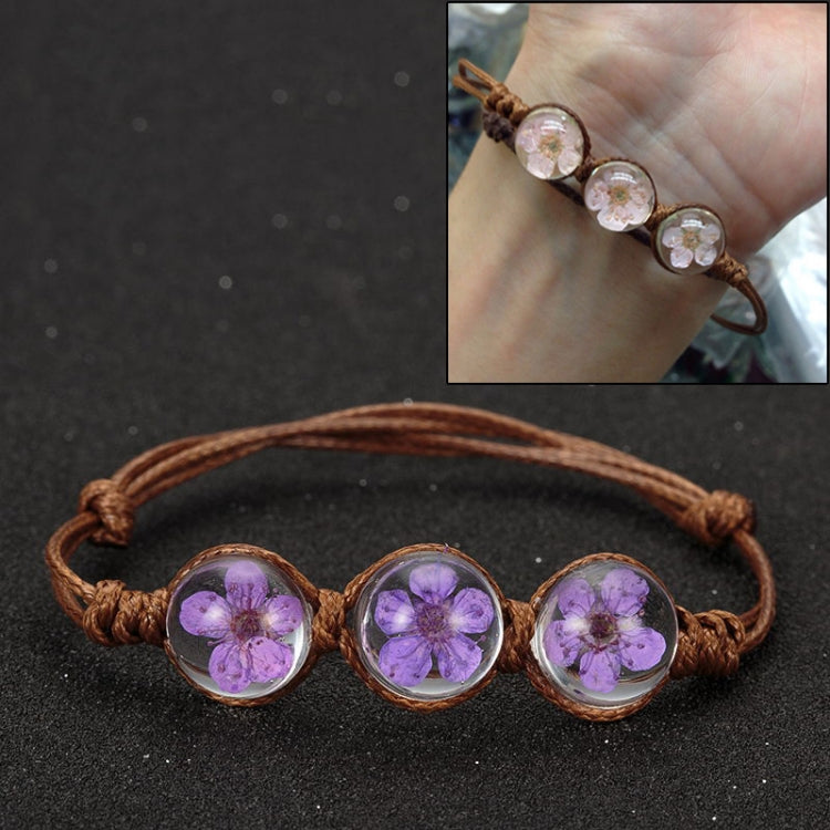 Braccialetti fortunati con perle di vetro di fiori secchi intrecciati a mano