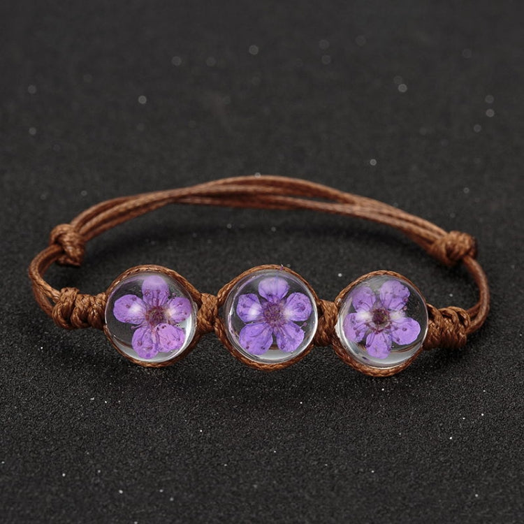 Braccialetti fortunati con perle di vetro di fiori secchi intrecciati a mano
