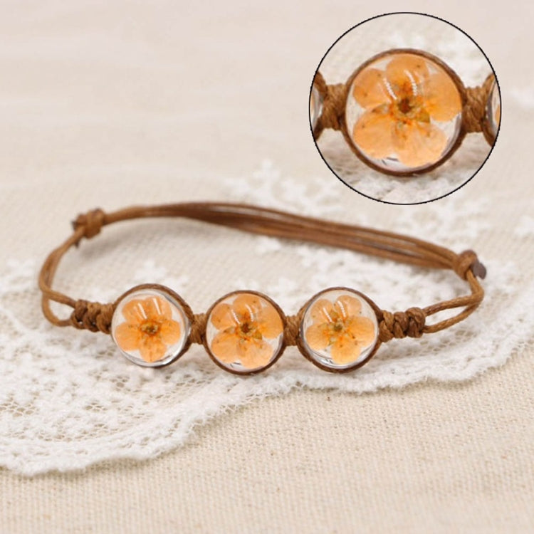 Braccialetti fortunati con perle di vetro di fiori secchi intrecciati a mano