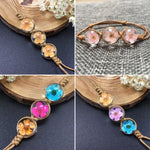 Braccialetti fortunati con perle di vetro di fiori secchi intrecciati a mano