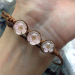 Braccialetti fortunati con perle di vetro di fiori secchi intrecciati a mano