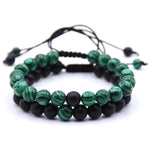 Bracciali per coppie con ciondoli intrecciati da uomo con perline in pietra naturale da 8 mm