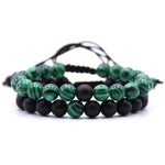 Bracciali per coppie con ciondoli intrecciati da uomo con perline in pietra naturale da 8 mm