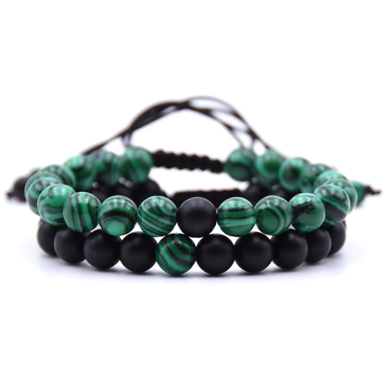 Bracciali per coppie con ciondoli intrecciati da uomo con perline in pietra naturale da 8 mm