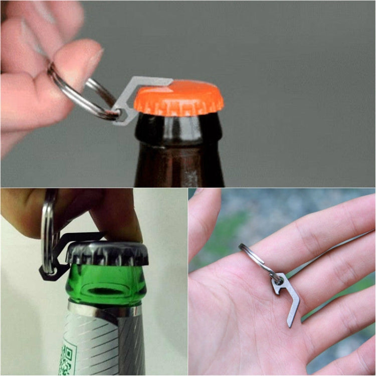 EDC Mini leggero apribottiglie birra portachiavi strumento tascabile campeggio all'aperto escursione gadget di utilità, Titanium Alloy, Stainless steel