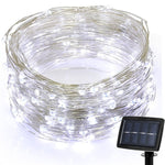 22m 200 LED Energia solare Giardino domestico Filo di rame Stringa Luce fata Lampada da esterno per decorazioni per feste di Natale con 8 modalità