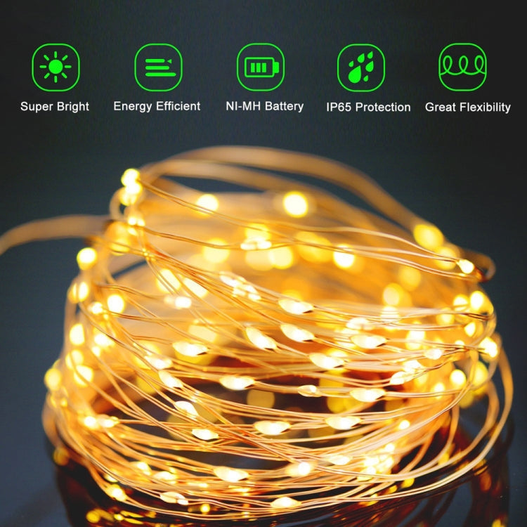 22m 200 LED Energia solare Giardino domestico Filo di rame Stringa Luce fata Lampada da esterno per decorazioni per feste di Natale con 8 modalità