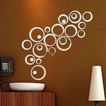 24 pezzi 3D cerchi fai da te decorazione adesivi murali specchio per sfondo TV decorazioni per la casa decorazioni in acrilico decorazioni da parete