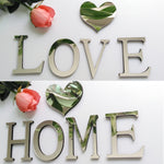 2 pezzi decorazione domestica personalità creativa lettere inglesi specchio acrilico adesivi murali 3D fai da te