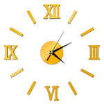 Adesivo da parete 3D con effetto specchio per orologio da parete romano moderno fai da te