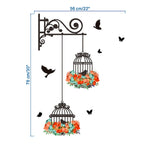 Birdcage Flower Flying Living Room Nursery Room Adesivi murali Decalcomanie da muro in vinile Adesivo da parete, Birdcage Flower