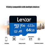 Lexar 633x 64GB Registratore di guida ad alta velocità Scheda di memoria per telefono cellulare dedicata DVR Scheda TF, 64GB