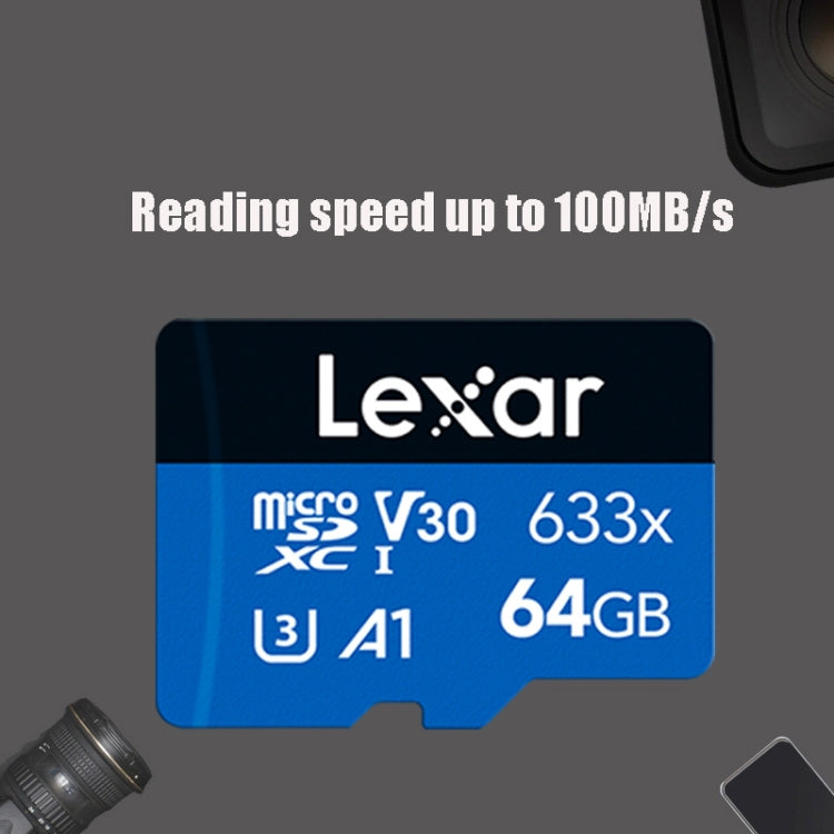Lexar 633x 64GB Registratore di guida ad alta velocità Scheda di memoria per telefono cellulare dedicata DVR Scheda TF, 64GB