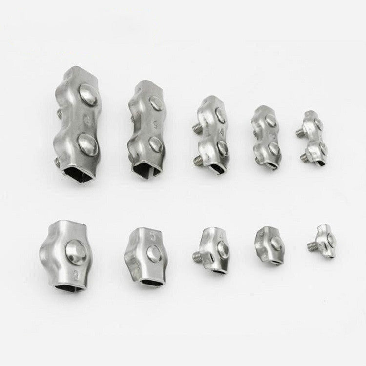 Morsetto per fune metallica a morsetto doppio con piastra in acciaio inossidabile 304 da 5 pezzi, M2 Double Clip, M3 Double Clip, M4 Double Clip, M5 Double Clip, M6 Double Clip, M8 Double Clip, M10 Double Clip, M2 Single Clip, M3 Single Clip           ...