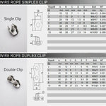 Morsetto per fune metallica a morsetto doppio con piastra in acciaio inossidabile 304 da 5 pezzi, M2 Double Clip, M3 Double Clip, M4 Double Clip, M5 Double Clip, M6 Double Clip, M8 Double Clip, M10 Double Clip, M2 Single Clip, M3 Single Clip           ...