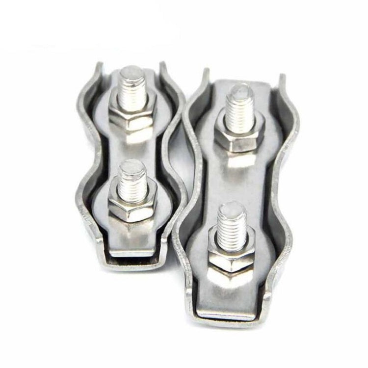Morsetto per fune metallica a morsetto doppio con piastra in acciaio inossidabile 304 da 5 pezzi, M2 Double Clip, M3 Double Clip, M4 Double Clip, M5 Double Clip, M6 Double Clip, M8 Double Clip, M10 Double Clip, M2 Single Clip, M3 Single Clip           ...