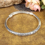 Braccialetti d'argento retrò vintage bohémien Braccialetti classici fatti a mano in argento tibetano prugna intagliato a mano