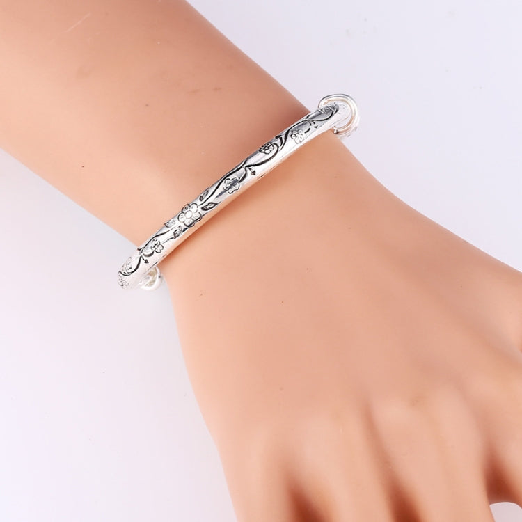 Braccialetti d'argento retrò vintage bohémien Braccialetti classici fatti a mano in argento tibetano prugna intagliato a mano