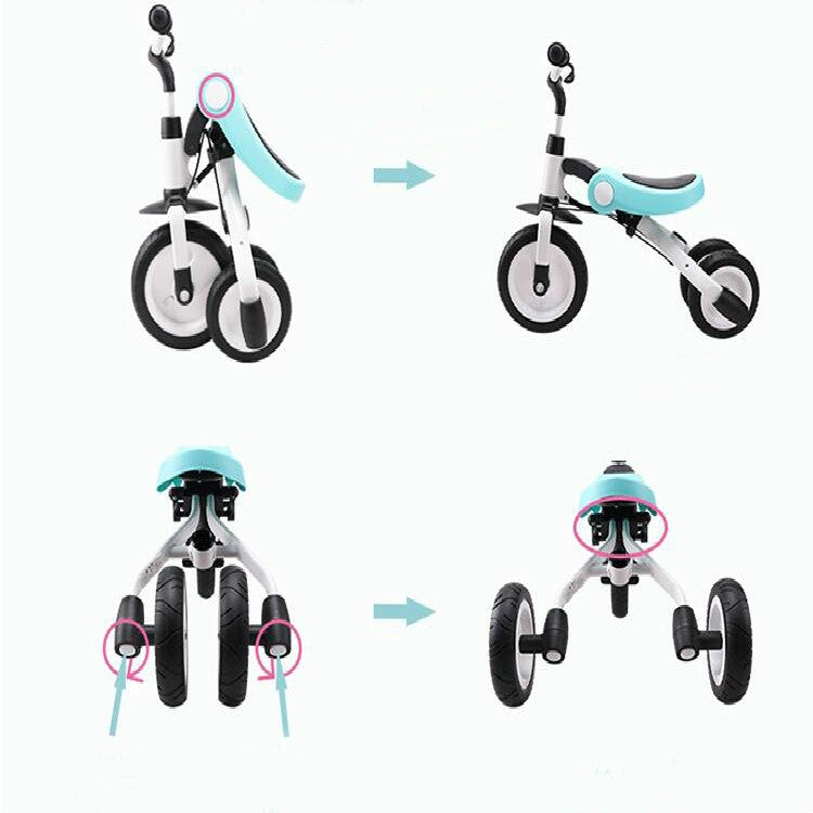 Ride On Toys Triciclo per bambini Bicicletta pieghevole per bambini Scooter per bambini, Baby Tricycle